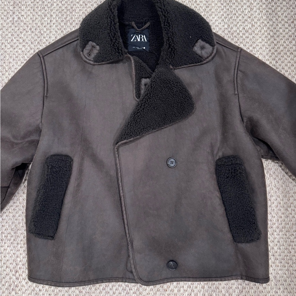 Zara Double-Faced Faux Shearling Fur jacket